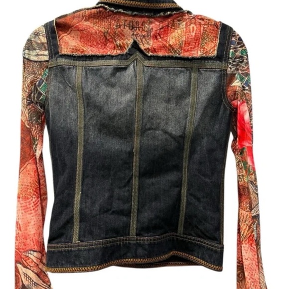 Desigual Women's Denim Jacket with Vibrant Sleeves - Picture 4 of 9